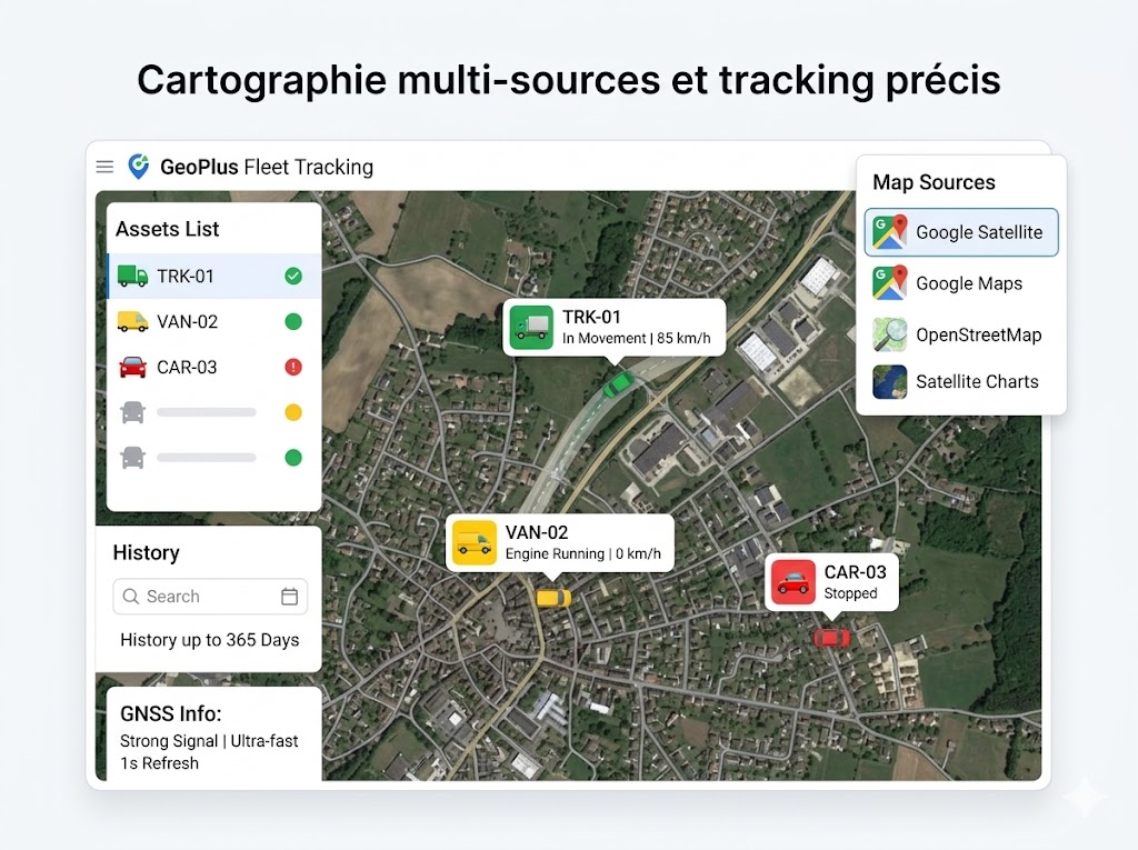 Interface de cartographie GeoPlus - Multi-sources et Tracking